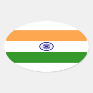 インド-インドの国旗 楕円形シール