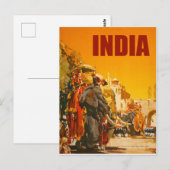 インド、インドゾウの街のパレード ポストカード (正面/裏面)