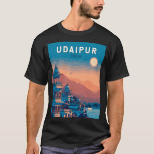 インド ウダイプール イラスト 旅行 アート ヴィンテージ Tシャツ