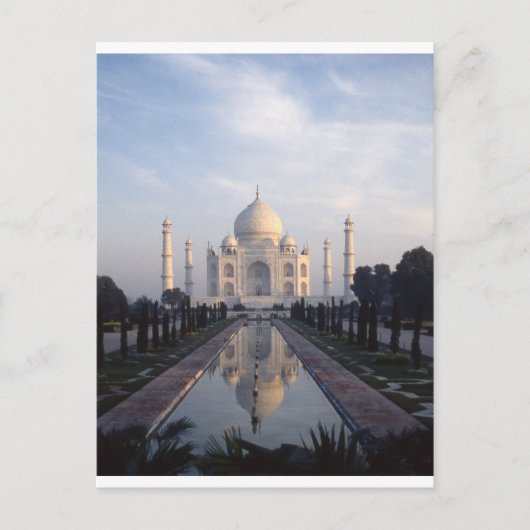 インド、ウッタル・プラデシュ州アグラのTaj Mahal Reflection ポストカード (正面)