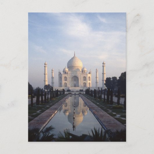 インド、ウッタル・プラデシュ州アグラのTaj Mahal Reflection ポストカード (正面)
