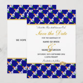 インド　キリスト教　ウェディング　特別な祝い　青 セーブザデート (正面/裏面)