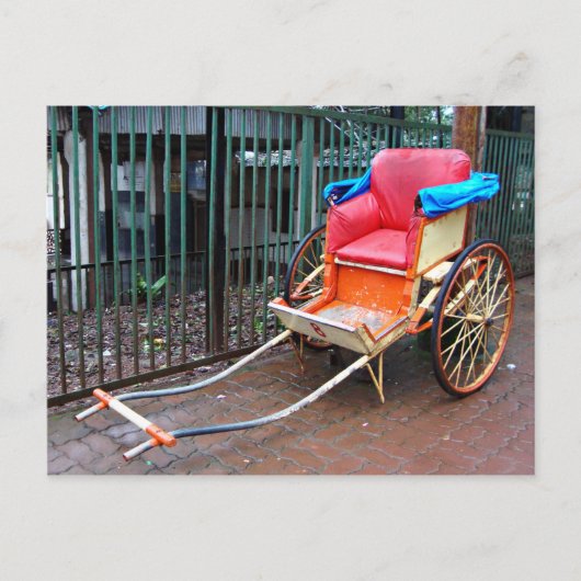 インド、コルカタ(カルカッタ)の手引き人力車 ポストカード (正面)