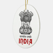 インド-シールか紋章または紋章または紋章付き外衣 セラミックオーナメント (左)