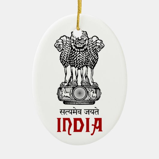 インド-シールか紋章または紋章または紋章付き外衣 セラミックオーナメント (正面)