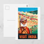 インド、ジャイプル、衛兵さんを訪ねて。 ポストカード (正面/裏面)