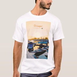 インド、スリナガル - ダル湖のシカラ舟 Tシャツ