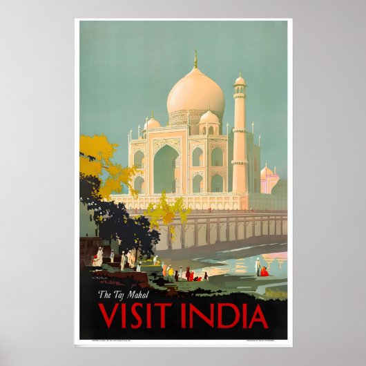 インド タージマハル ユネスコ ビンテージ 旅行 ポスター (正面)