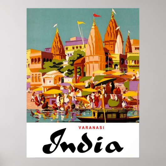 インド、バラナシの伝統的な建物 ポスター (正面)