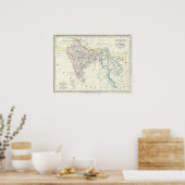 インド、ビルマ、東南アジアの地図、サイアム ポスター (キッチン)