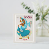 インド ビンテージ 旅行ポスター 修復済み ポストカード (スタンド正面)