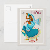 インド ビンテージ 旅行ポスター 修復済み ポストカード (正面/裏面)