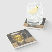 インド，ビールグラス飲料 ストーンコースター (横)