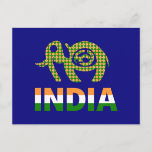 インド, ペイントされた象 ポストカード
