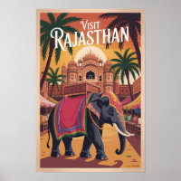 インド ラージャスターン イラスト 旅行 アート ヴィンテージ