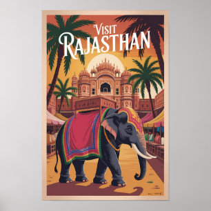 インド ラージャスターン イラスト 旅行 アート ヴィンテージ ポスター