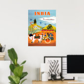 インド、伝統的芸術、戦車の人々、ヴィンテージ ポスター (ホームオフィス)