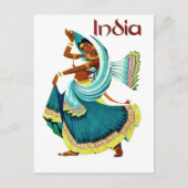 インド、伝統的踊り女性、ヴィンテージ旅行 ポストカード (正面)