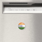 インド 光沢のある円形の旗 マグネット (インサイチュ (食洗機))