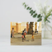 インド、寺院の中庭 ポストカード (スタンド正面)