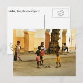 インド、寺院の中庭 ポストカード (正面/裏面)