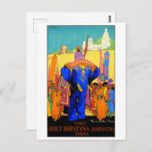 インド，聖イシパタナ，ブルーゾウ，ヴィンテージ ポストカード (正面/裏面)