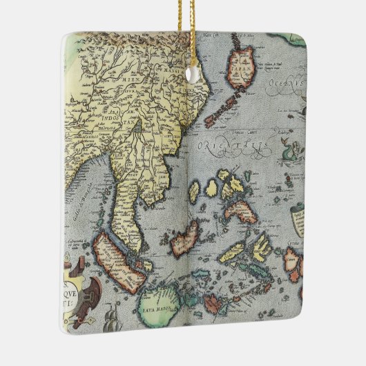 インド| 1592年のヴィンテージの地図 セラミックオーナメント (右)