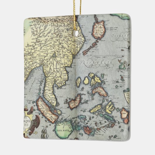 インド| 1592年のヴィンテージの地図 セラミックオーナメント (左)