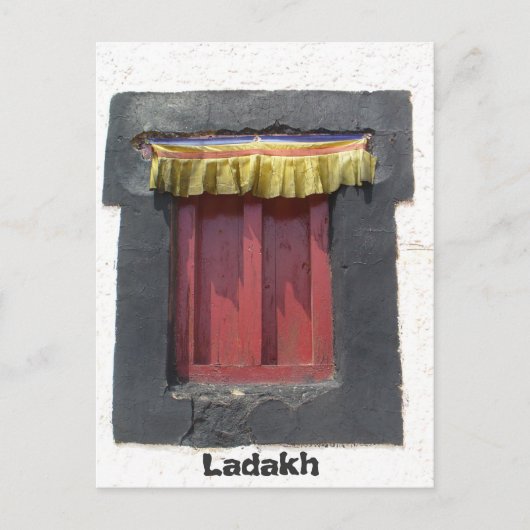 インド、Lah、Ladakh、Gompaウィンドウ ポストカード (正面)