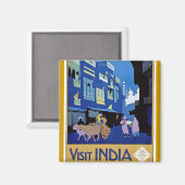 インド – Vintage Travel - Visit India マグネット (正面/裏面)