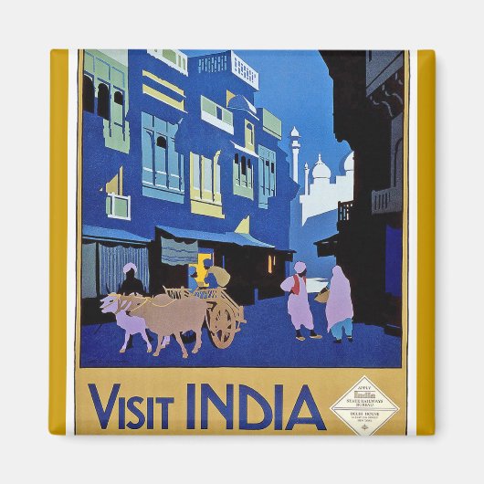 インド – Vintage Travel - Visit India マグネット (正面)