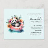 インナーチューブでチリングする可愛いパンダ誕生日 インビテーションポストカード (正面)