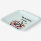 インナーチューブでチリングする可愛いパンダ誕生日 ペーパープレート (傾斜あり)