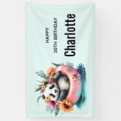 インナーチューブでチリングする可愛いパンダ誕生日 横断幕 (縦)