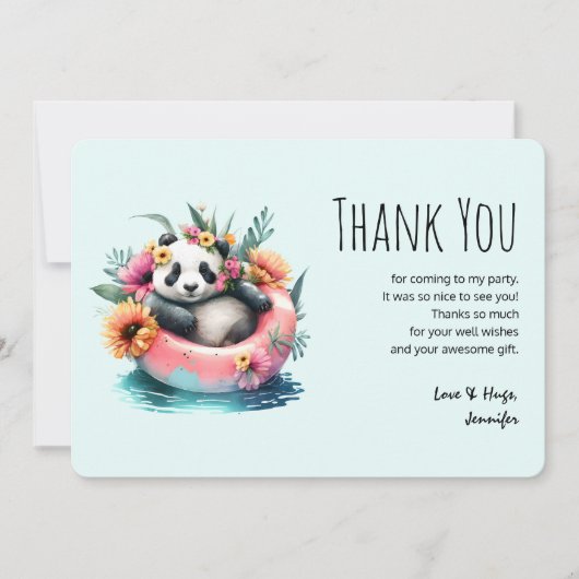 インナーチューブを冷やしたかわいいパンダ サンキューカード (正面)