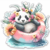 インナーチューブを冷やしたかわいいパンダ シール (正面)