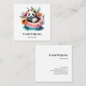 インナーチューブを冷やしたかわいいパンダ スクエア名刺 (正面/裏面)