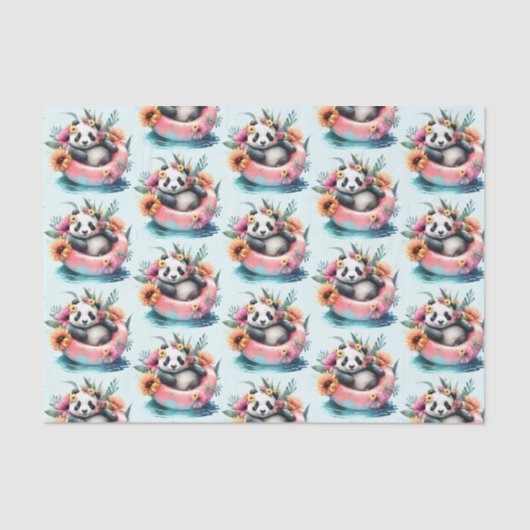 インナーチューブを冷やしたかわいいパンダ 薄葉紙 (正面)