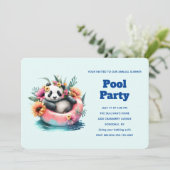 インナーチューブプールでかわいいパンダの冷たいパーティー 招待状 (スタンド正面)