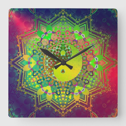 インナーライト陰陽バランス壁時計 スクエア壁時計 (正面)