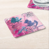 インナー音楽 – フローラスケッチ スクエアペーパーコースター (アングル)