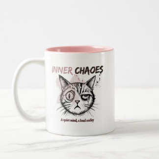 インナー・カオス - アーティスティックな猫のイラスト コーヒーマグ ツートーンマグカップ