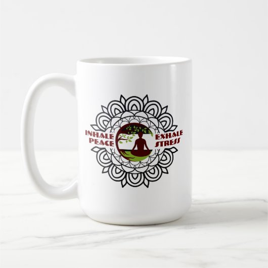 インハレピースエクシェールストレスヨガメディテーションチャクラ コーヒーマグカップ (左)