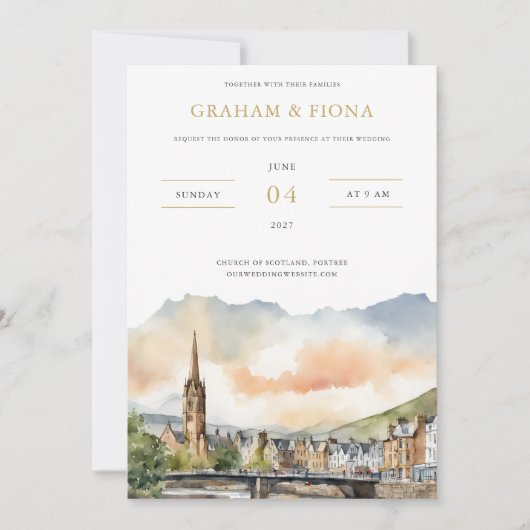 インバネス水彩招待状 招待状 (正面)