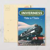 インバネス スコットランド 機関車 旅行ポスター ポストカード (正面/裏面)