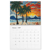 インパストスタイルの海岸アート カレンダー (2月 2027)