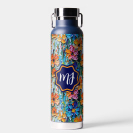 インパストスタイルの花カラフル入りモノグラムの ウォーターボトル