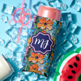 インパストスタイルの花カラフル入りモノグラムの スリム缶クーラー