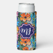 インパストスタイルの花カラフル入りモノグラムの スリム缶クーラー (Seltzer正面)