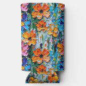 インパストスタイルの花カラフル入りモノグラムの スリム缶クーラー (裏面)